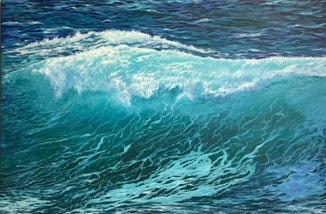 Acrylic painting of a breaking wave