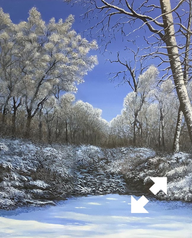 Painting of a snow covered wood