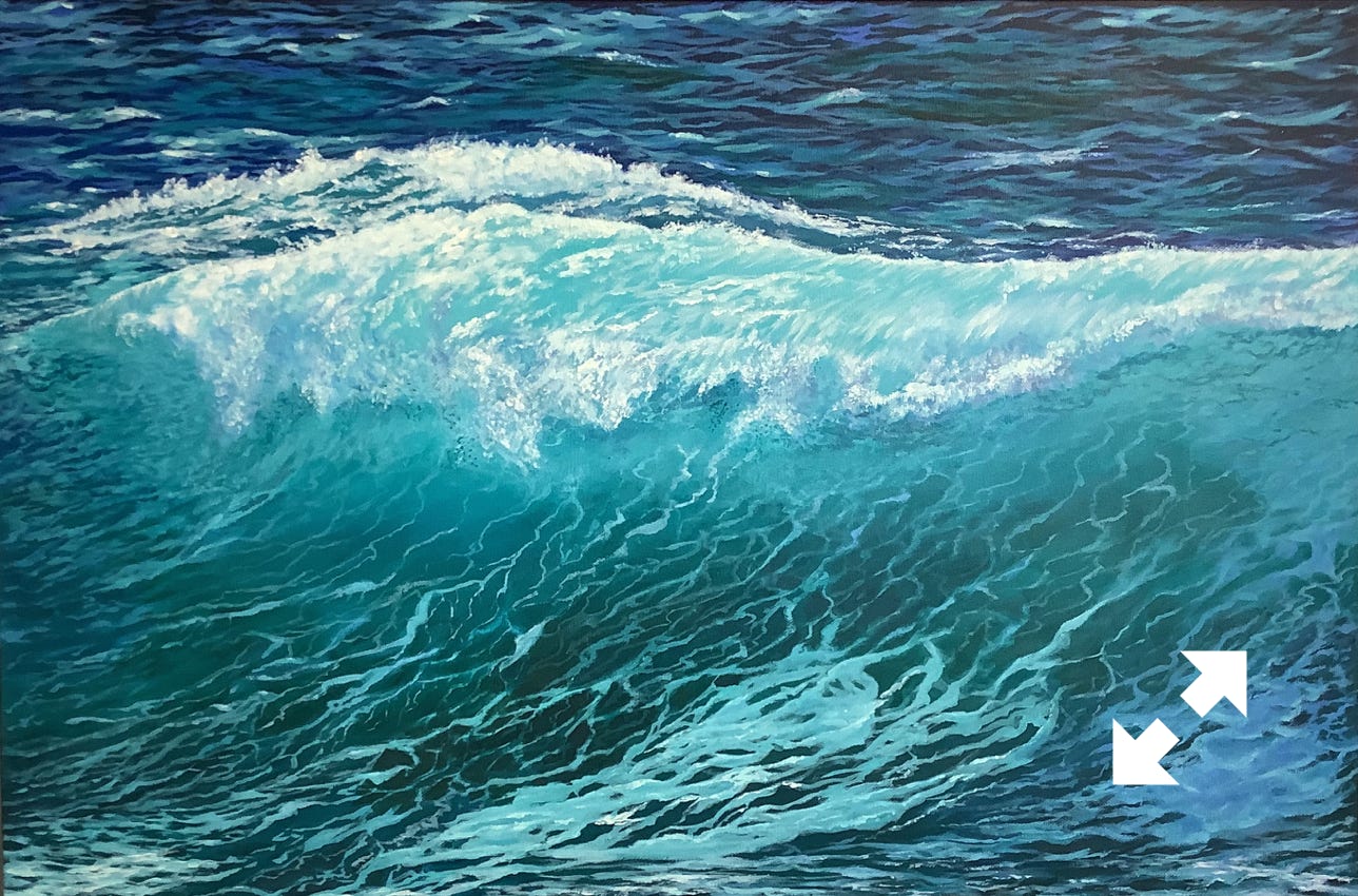 Acrylic Painting of a close up of breaking wave